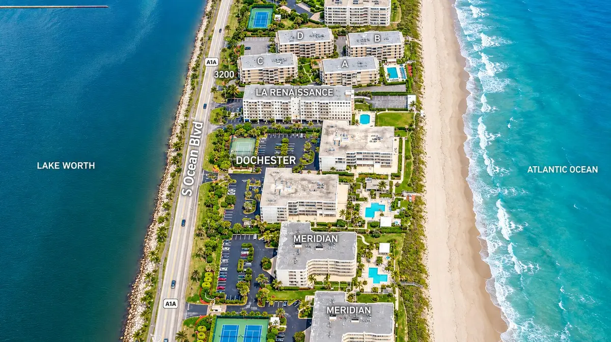Aerial Palm Beach at 3250 S Ocean Boulevard 306S, Palm Beach