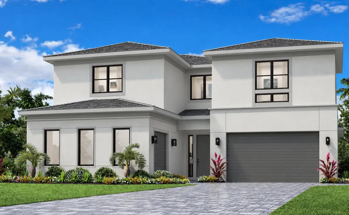 Modern Gray-Toned House Exterior at 3876 Sherwood Boulevard, Delray Beach