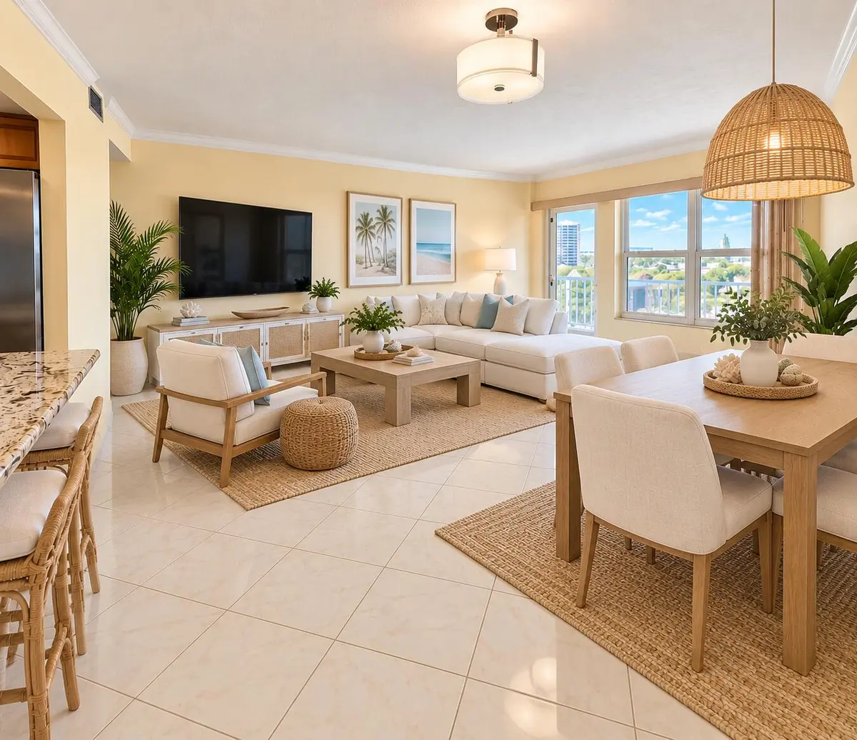 Living and Dinning area at 3700 GALT OCEAN Drive 712, Fort Lauderdale