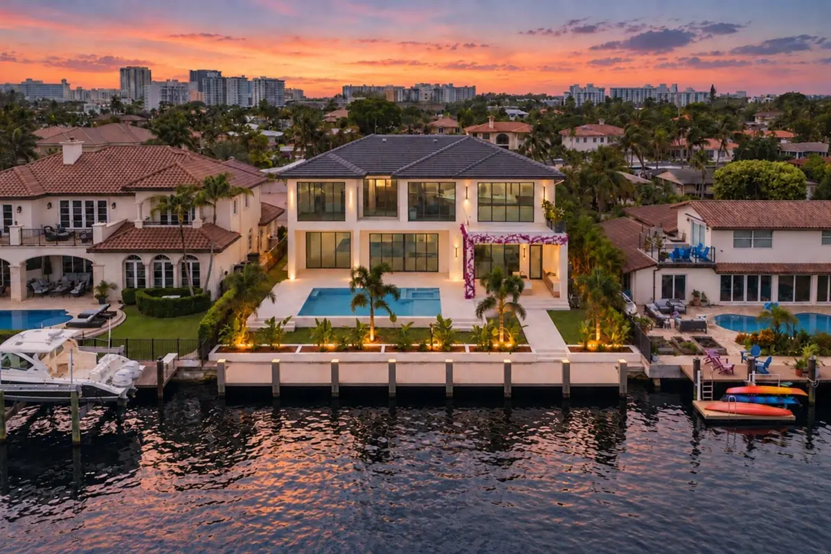 2921 rear drone sunset photo at 2921 NE 23RD Street, Pompano Beach