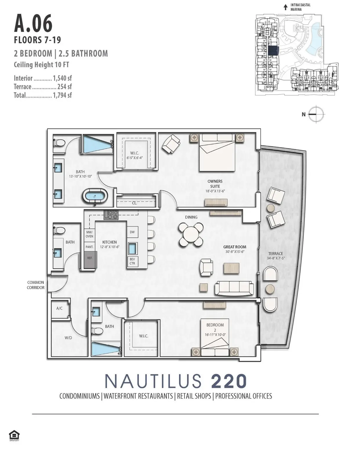 A.06 Floor Plan at 220 Lake Shore Drive 1111, Lake Park