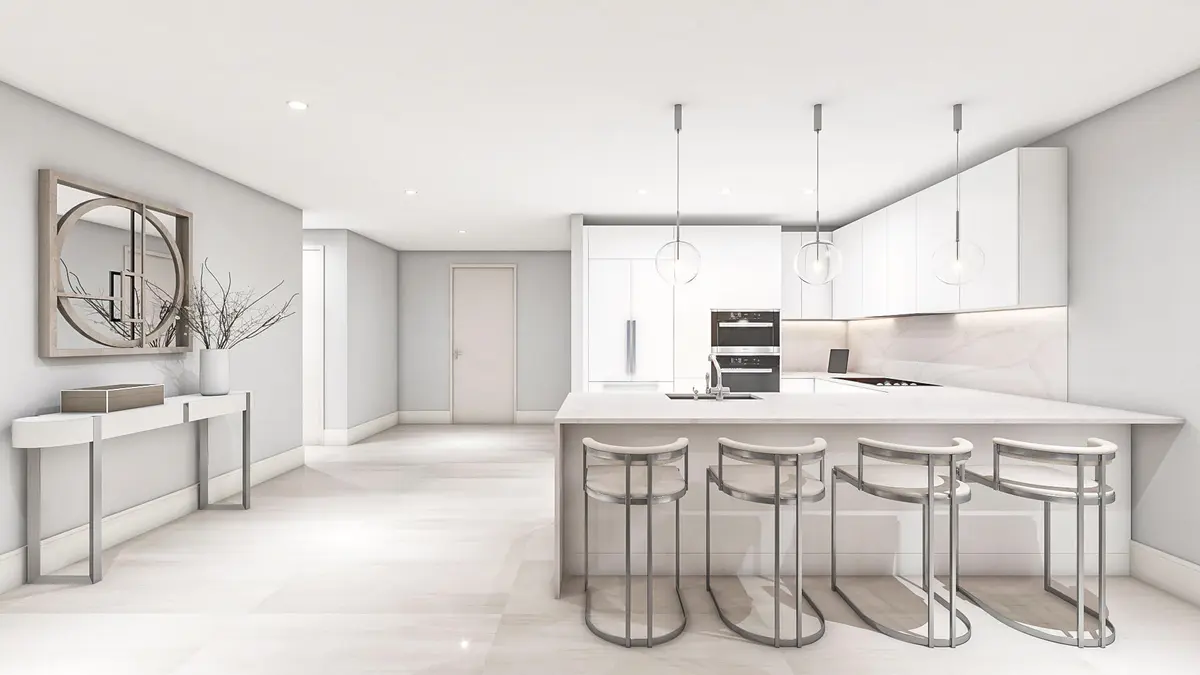 A.06 Kitchen Rendering at 220 Lake Shore Drive 1111, Lake Park