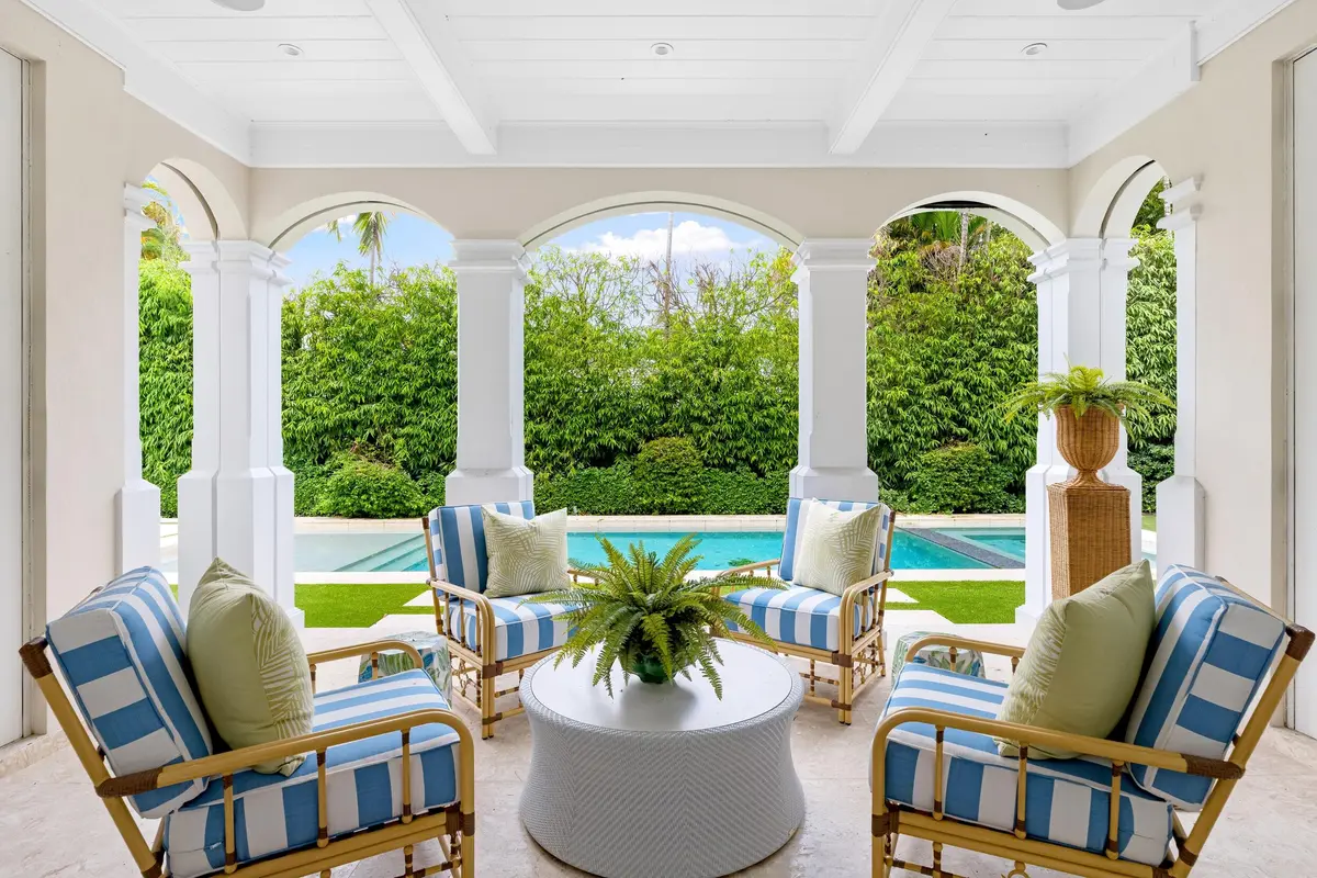 Loggia to Pool at 253 Jamaica Lane, Palm Beach