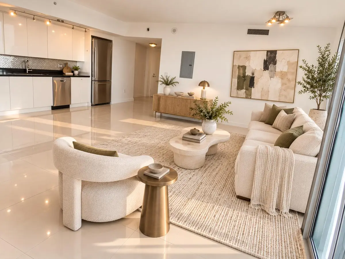 Digitally staged (4a) at 92 SW 3rd Street 4006, Miami