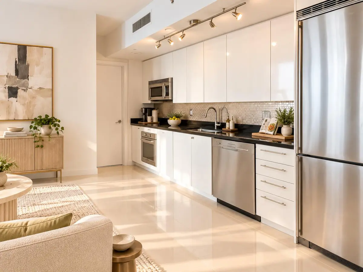 Digitally staged (6a) at 92 SW 3rd Street 4006, Miami