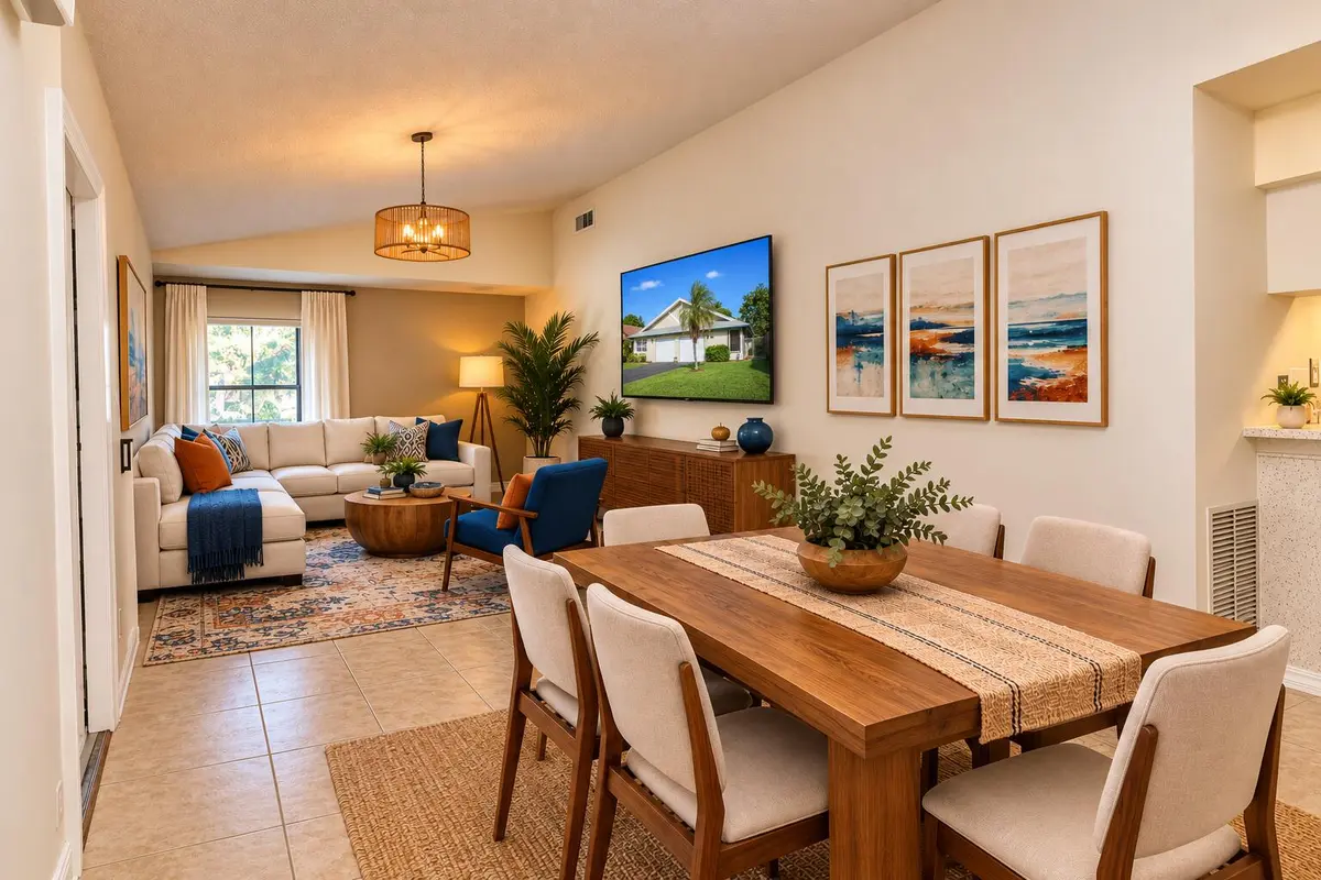 Living Room Virtually Staged at 1211 SW 74TH Avenue, North Lauderdale