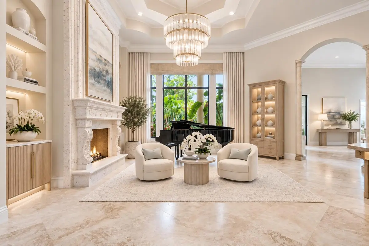 Inspirational Grand Living Room at 7730 Woodsmuir Drive, West Palm Beach