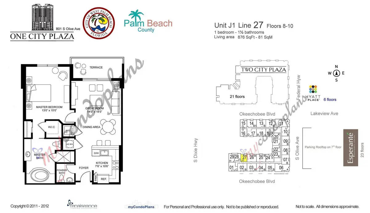 Floor Plan 1027 at 801 S OLIVE Avenue 1027, West Palm Beach