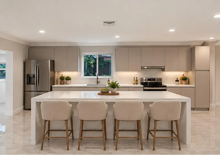 02_kitchen_front_four_stools at 2812 SW 38TH Court, Miami