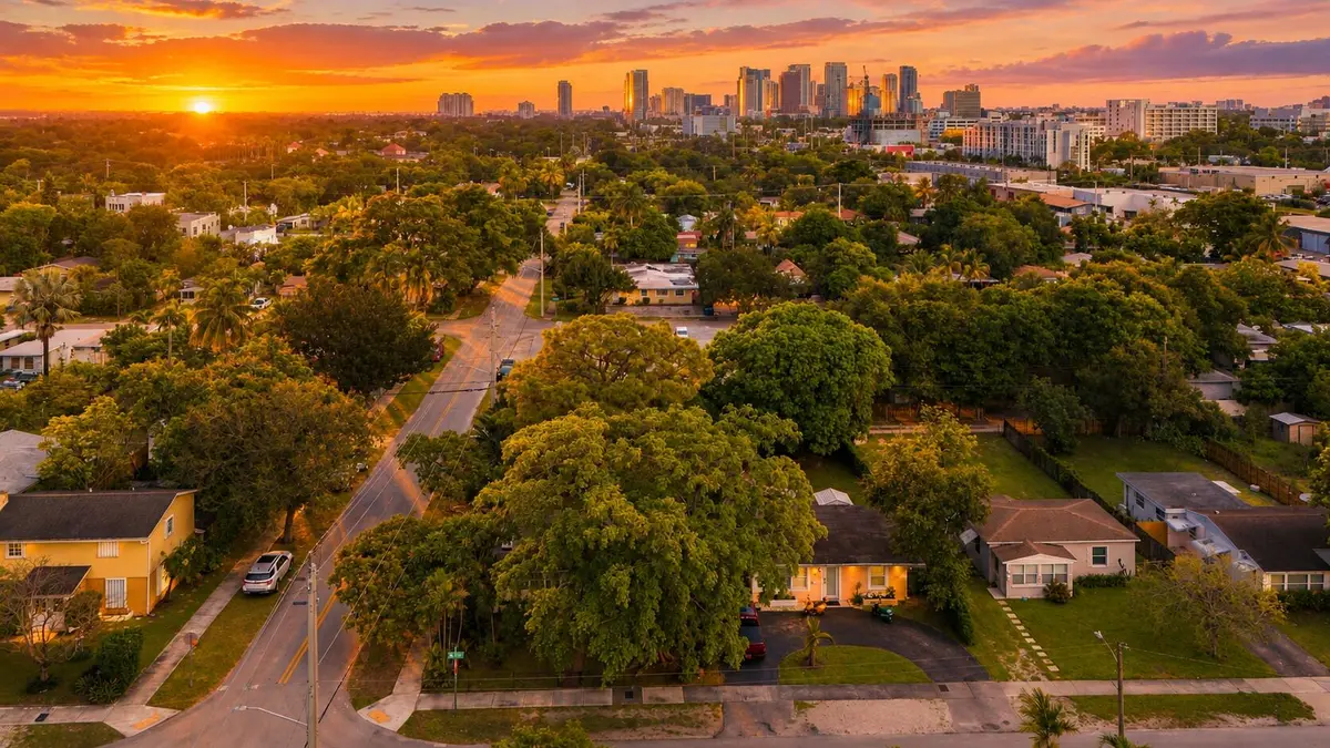 Golden Sunset Over the City Neighborhood at 251 SW 22ND Street, Fort Lauderdale