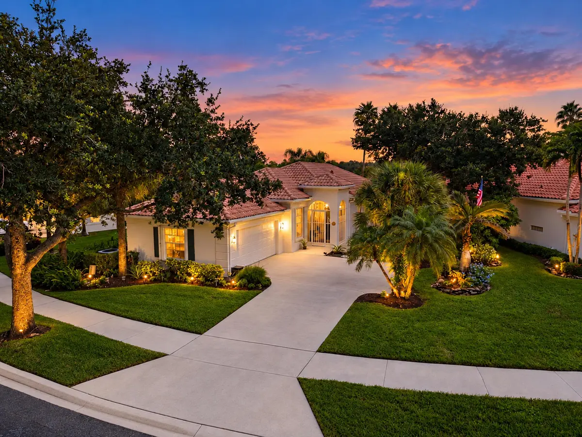 Twilight Aerial Exterior at 2067 Valencia Drive, Delray Beach