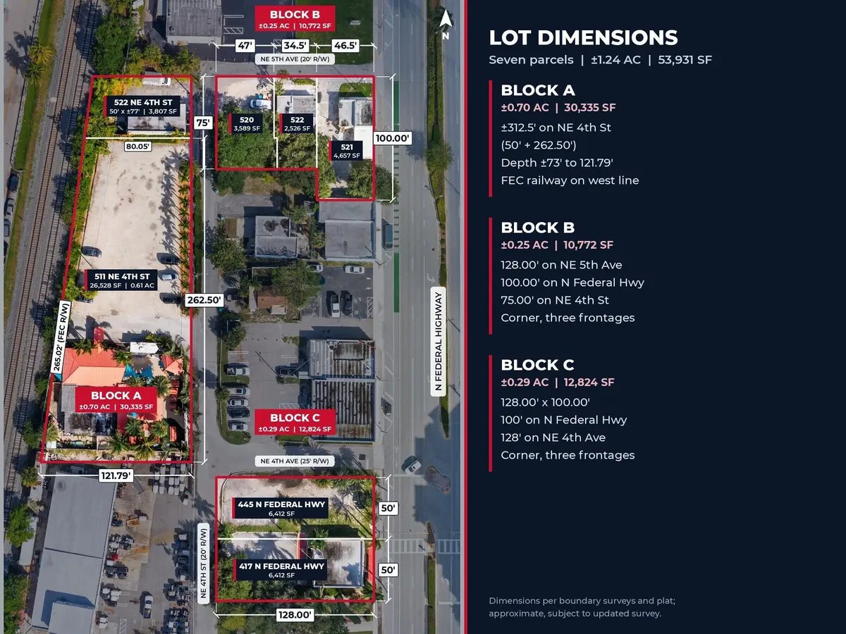 Lot Dimensions and Areas at 511 NE 4TH Street, Boynton Beach