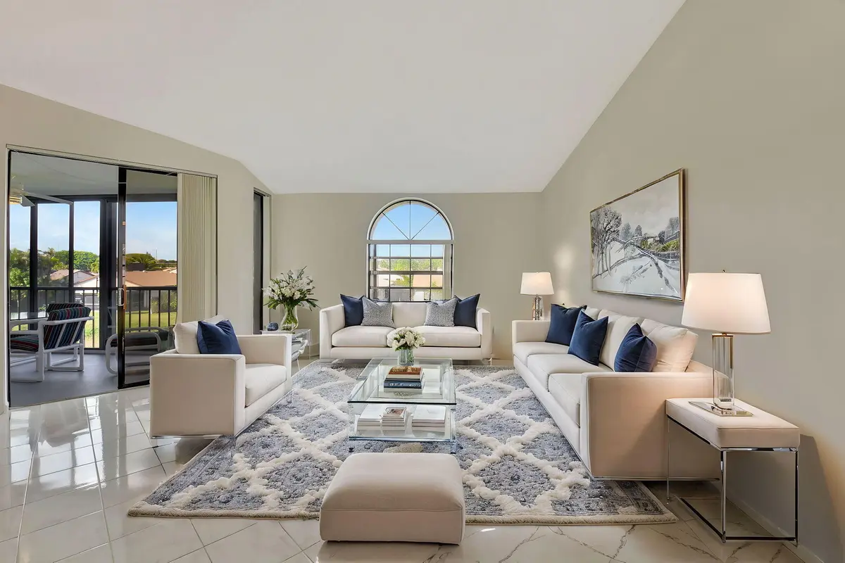 Virtually Staged Living Room at 5195 Europa Drive M, Boynton Beach