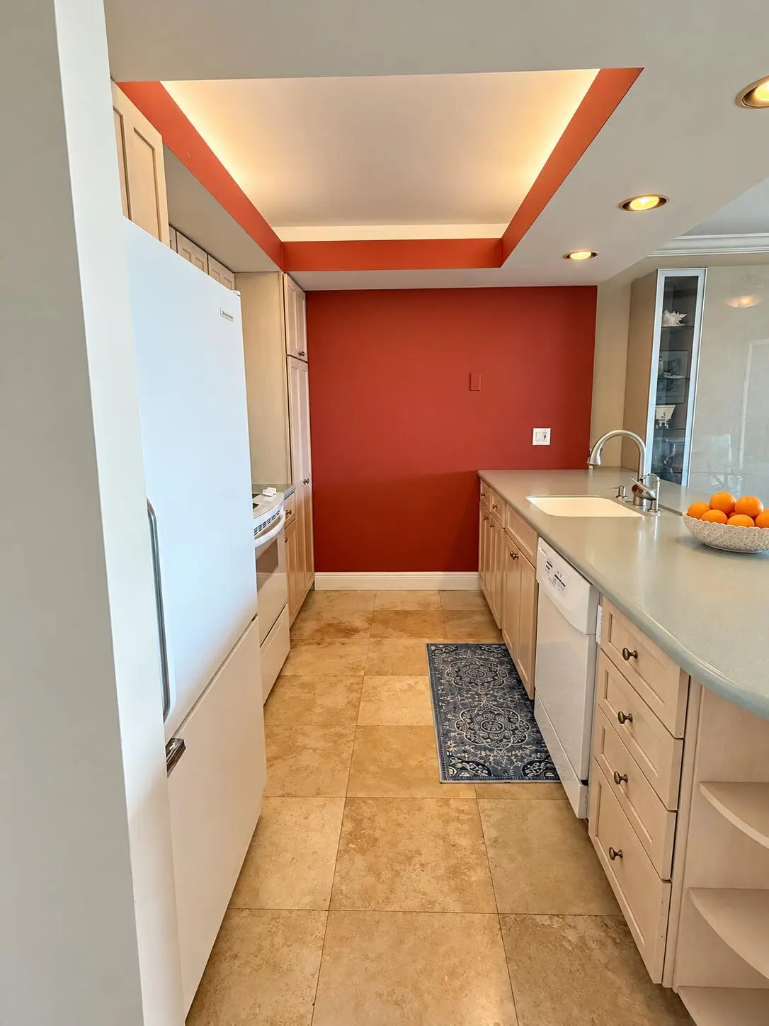 Warm Terracotta Galley Kitchen at 177 OCEAN LANE Drive 402, Key Biscayne
