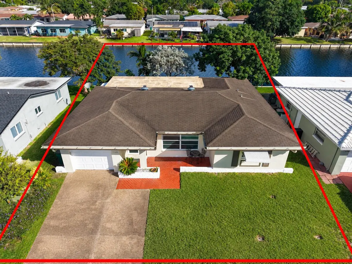 Aerial View of Waterfront Property at 7305 NW 58TH Court, Tamarac