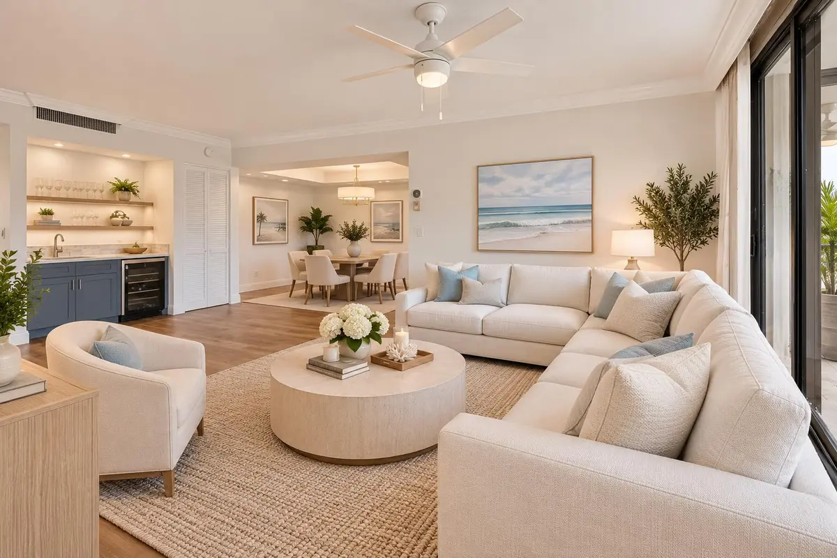 Modern Coastal Living and Dining Retreat at 3589 S OCEAN Boulevard 303, South Palm Beach