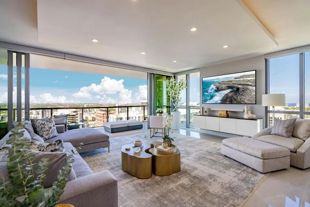 02 Great Room Open to the Terrace, Natur at 100 E Las Olas Boulevard 3501, Fort Lauderdale
