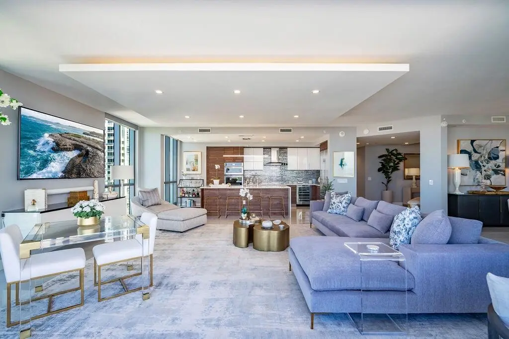 06 Great Room Toward the Kitchen, Natura at 100 E Las Olas Boulevard 3501, Fort Lauderdale