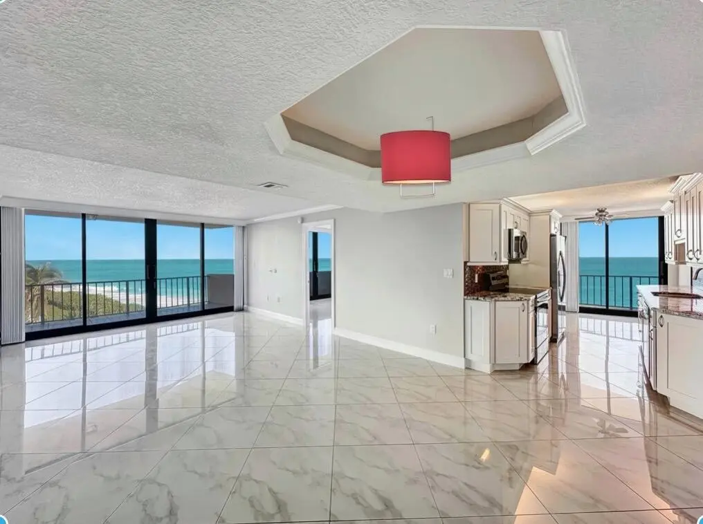 Living Room and Dining Area at 4200 N Ocean Drive 1-501, Singer Island