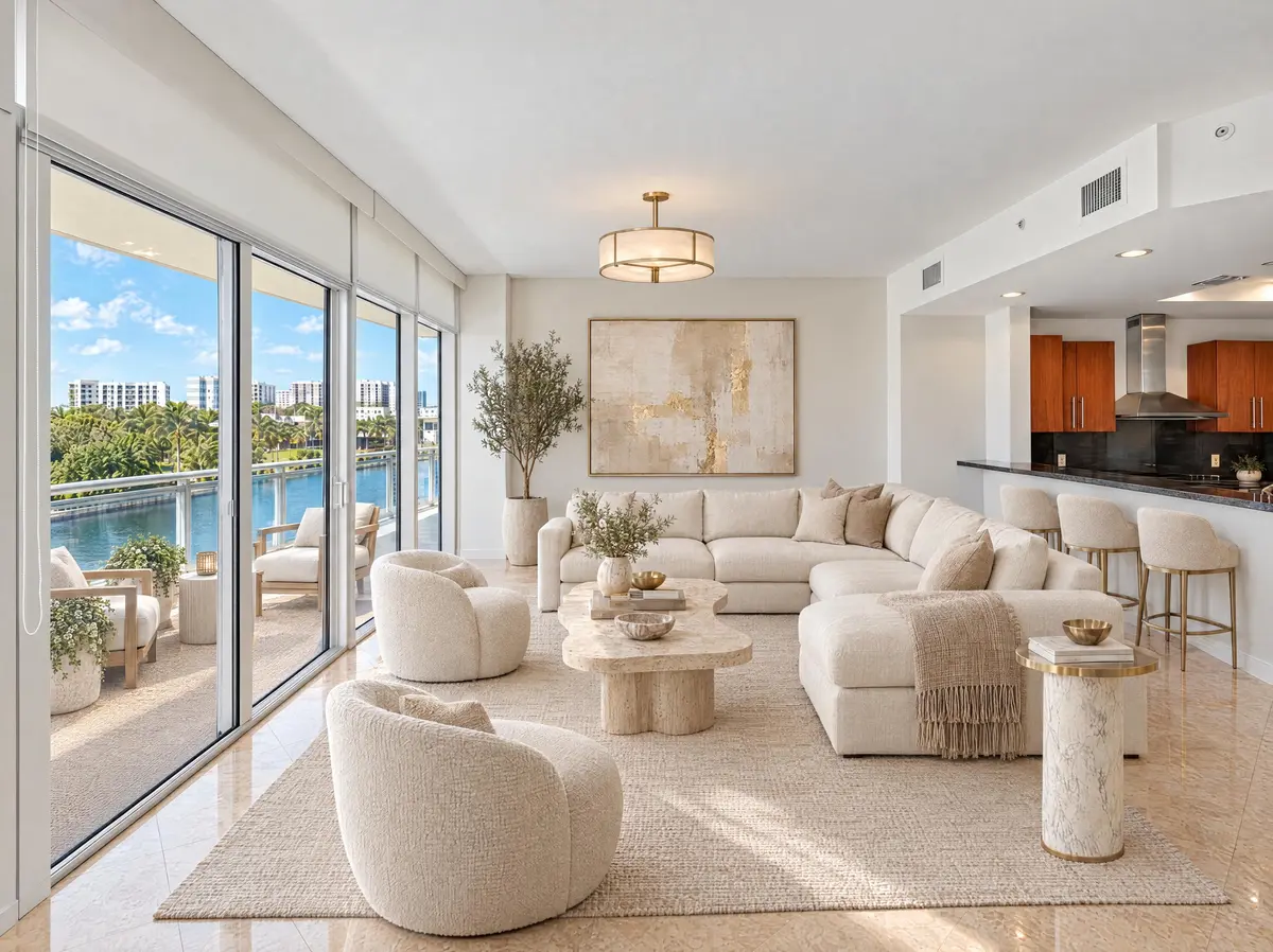 Wide angle living room at 1090 NW North River Drive 402, Miami