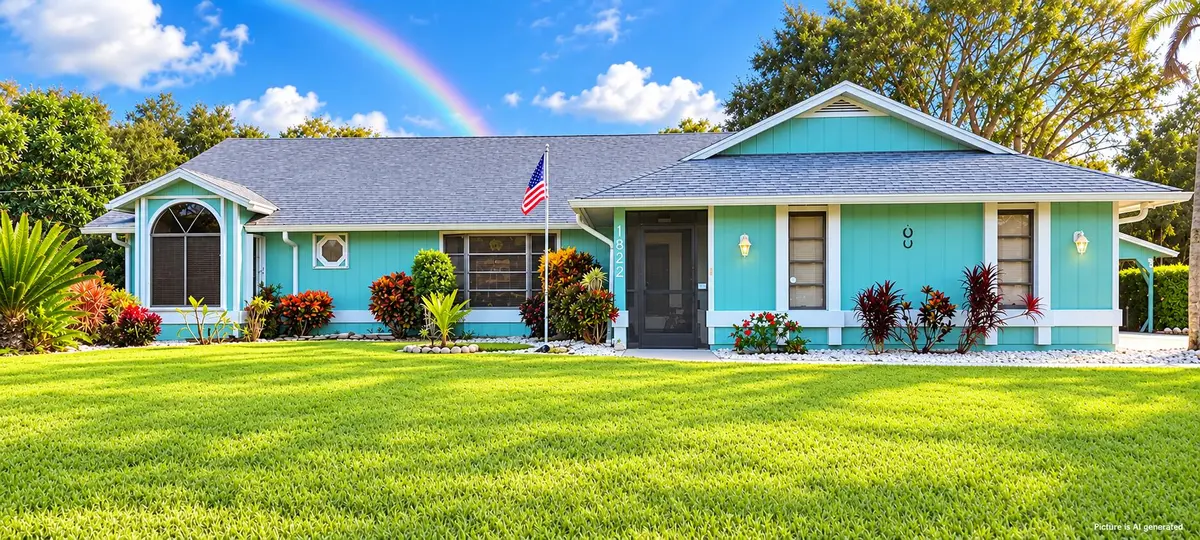 Cheerful Teal Home Under a Rainbow at 1822 SE Beving Avenue, Port St. Lucie