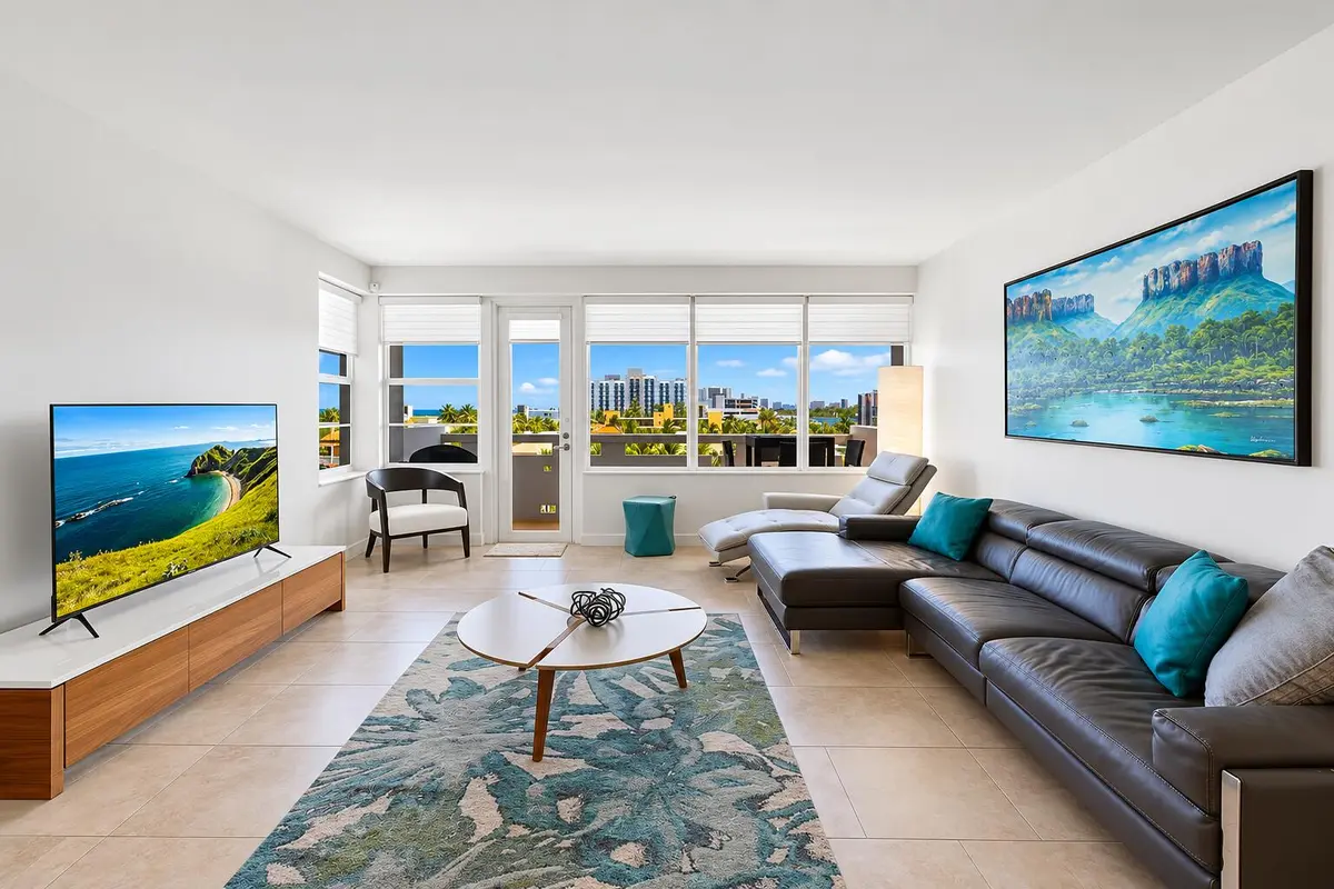 Coastal Modern Living Room Retreat at 3111 N OCEAN Drive 512, Hollywood