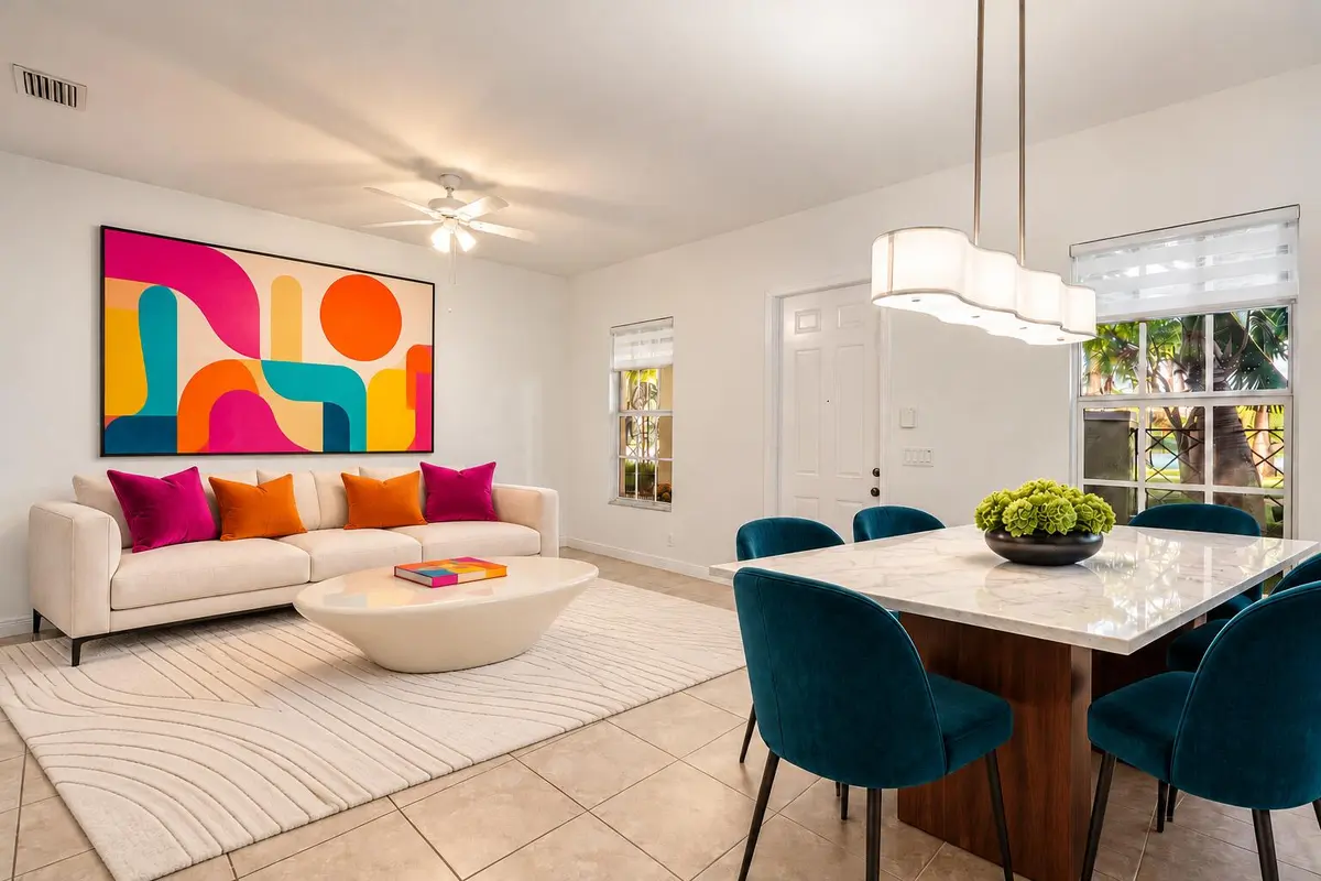 Living room Virtually staged at 8221 NW 8TH Way, Boca Raton