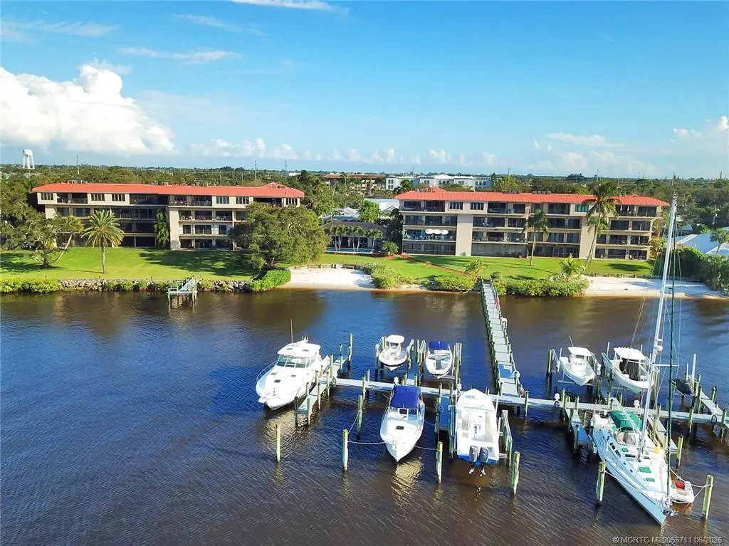 Aerial view of Slips & Edgewater Villas at 624 SW Saint Lucie Crescent 304, Stuart