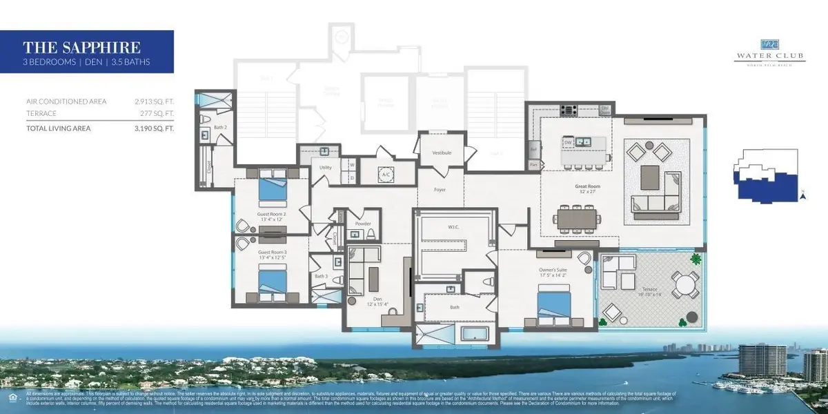 Sapphire Floorplan at 3 Water Club Way 402, North Palm Beach