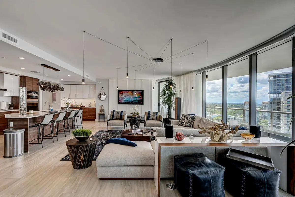 Dining and Living Rooms at 100 E Las Olas Boulevard 2303, Fort Lauderdale