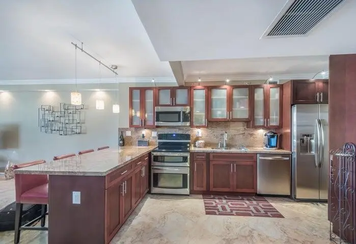 Open kitchen at 100 Lincoln Road 1208, Miami Beach