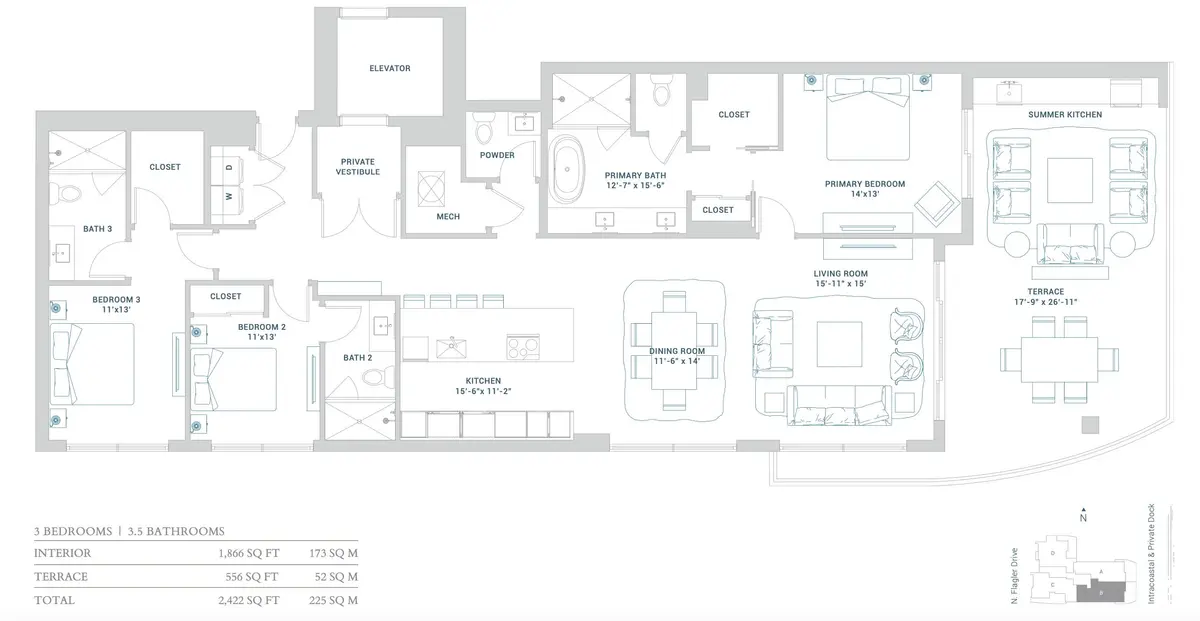 Floor plan at 4714 N Flagler Drive 902, West Palm Beach