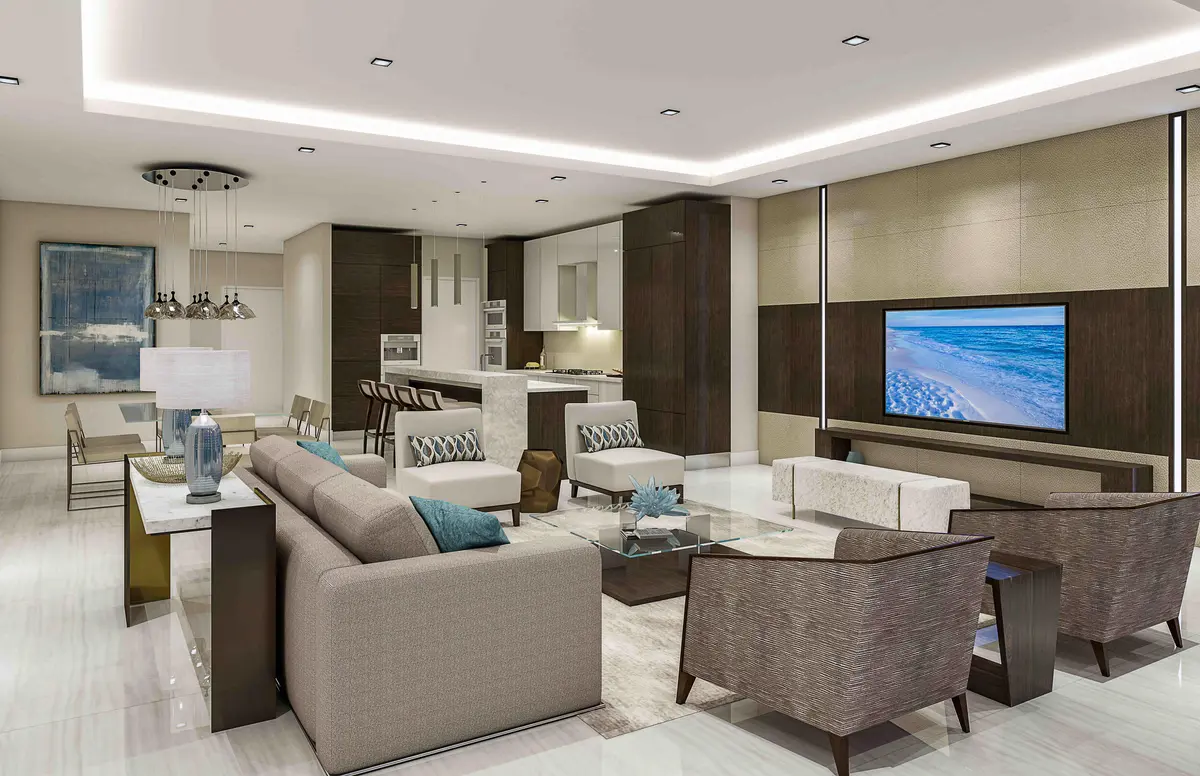 The Residences_Unit A_Great Room at 105 E Camino Real 912, Boca Raton