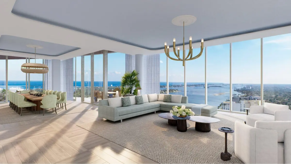 Living Room Rendering at 1333 S Flagler Drive Penthouse, West Palm Beach