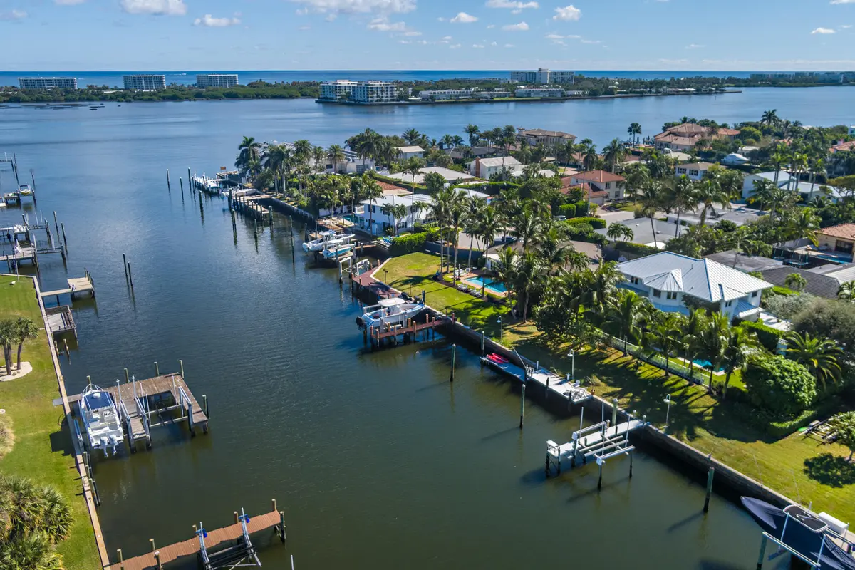 Aerial with deep water dock at 2614 Furman Lane, Lake Worth Beach