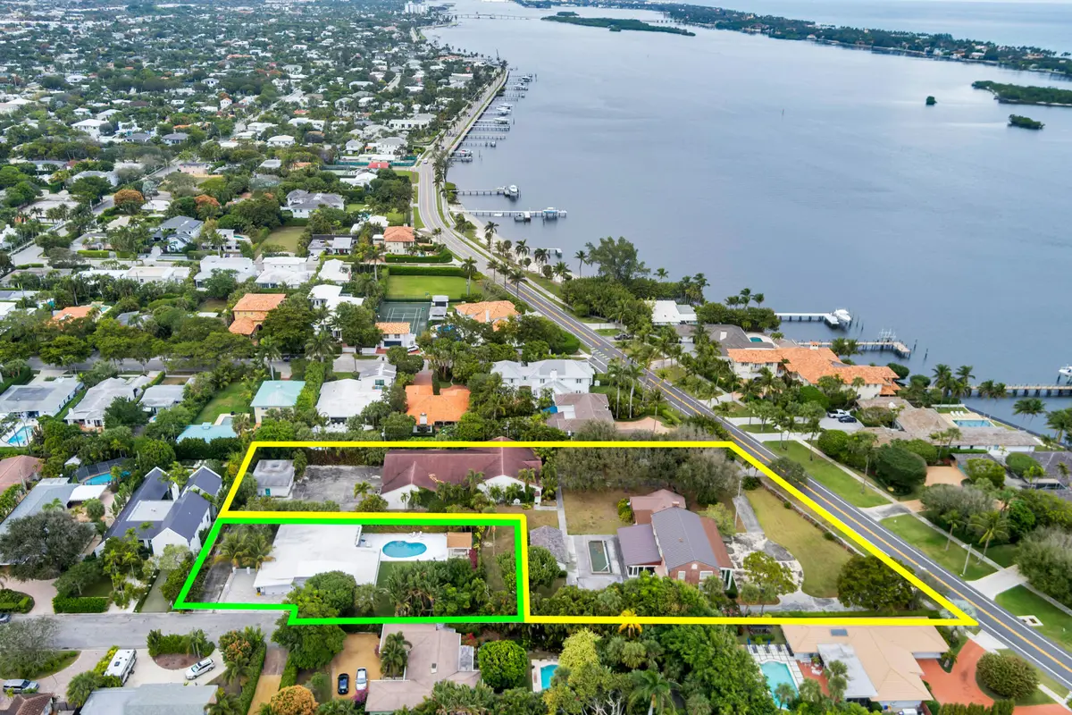 Aerial 3 lots at 7621 S Flagler Drive, West Palm Beach