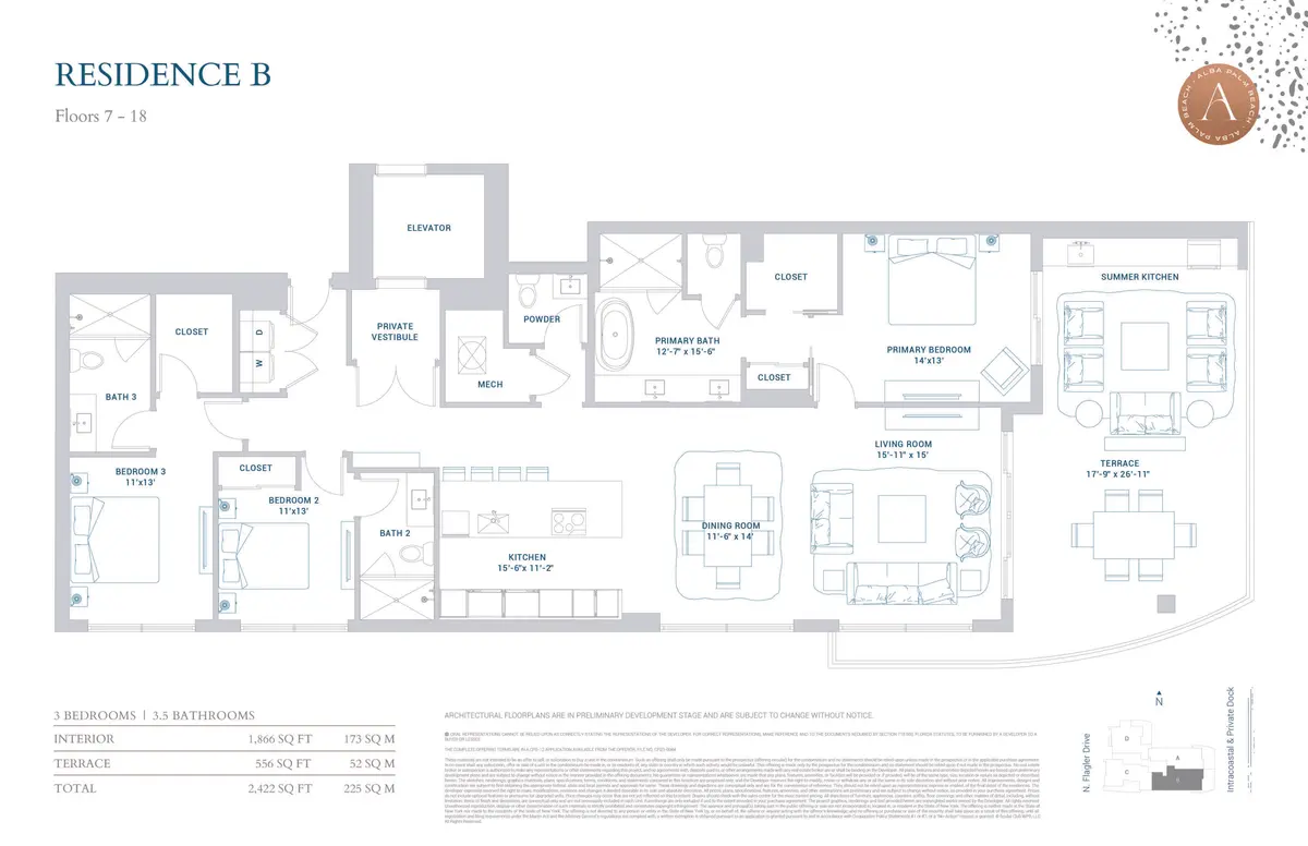Residence B Floors 7-18 at 4714 N Flagler Drive 1202, West Palm Beach