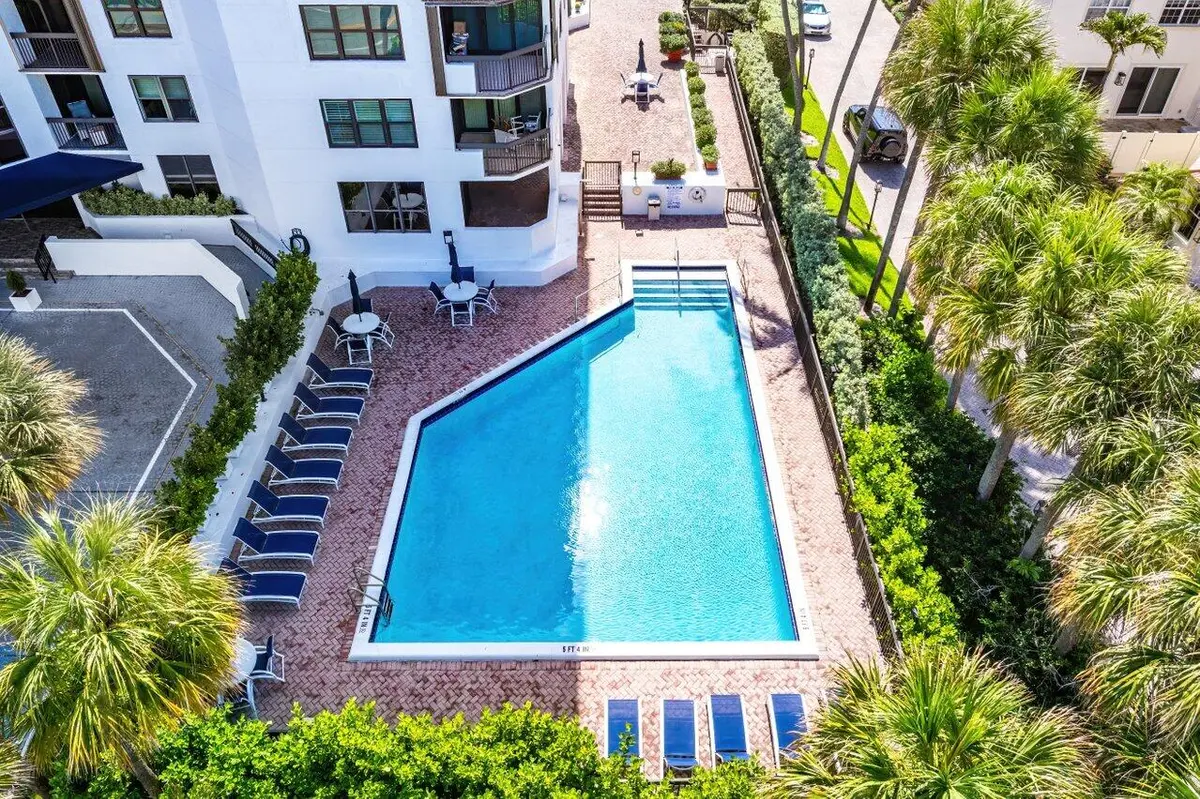 Aerial view of pool at 1155 Hillsboro Mile 303, Hillsboro Beach