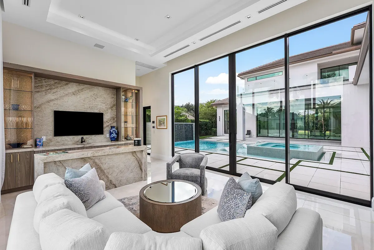 Entertainment Area with Custom Bar at 17615 Foxborough Lane, Boca Raton