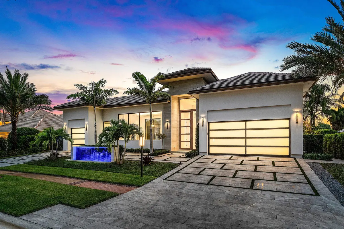 Front View at Dusk at 17615 Foxborough Lane, Boca Raton