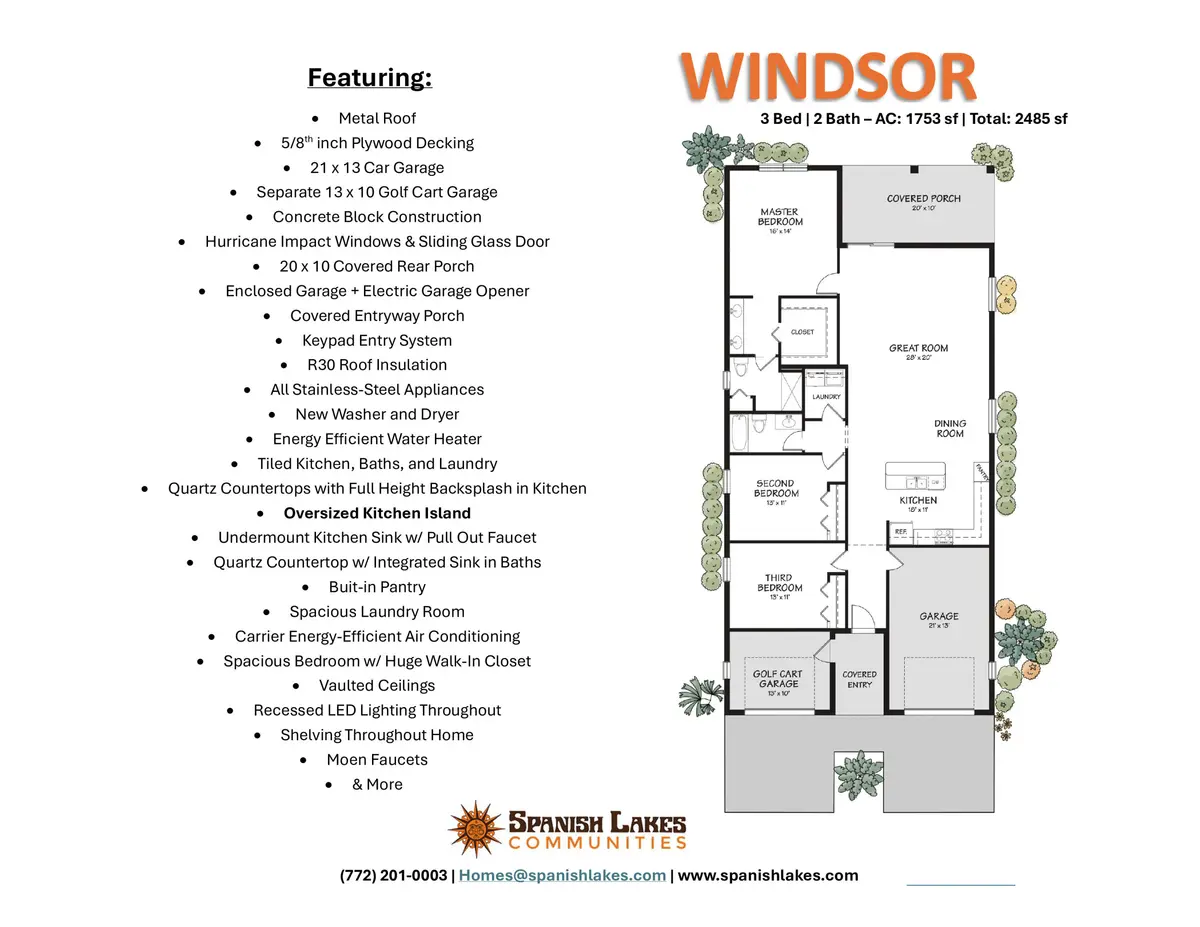 Windsor Floor Plan & Features Landscape at 3 Palo Alto Lane, Port St. Lucie
