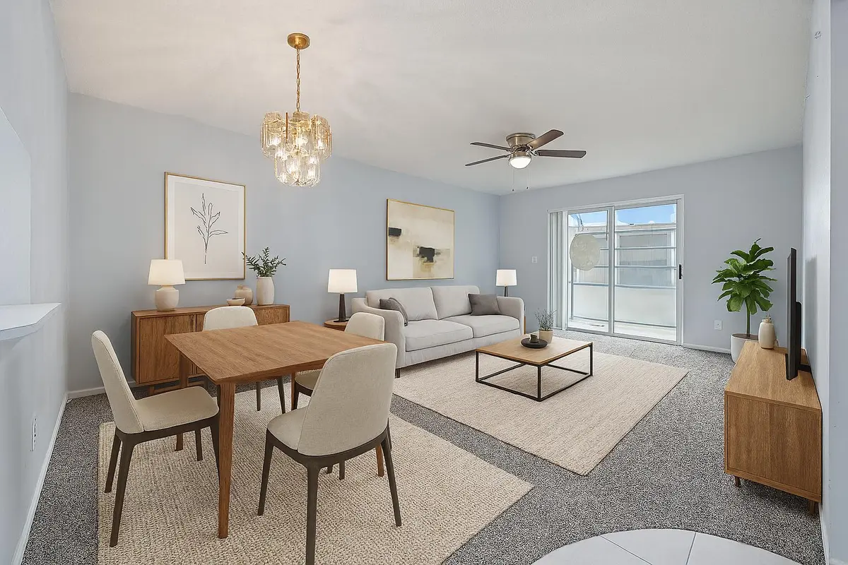Virtually Staged Living/Dining at 230 NE 26th Avenue 206, Boynton Beach