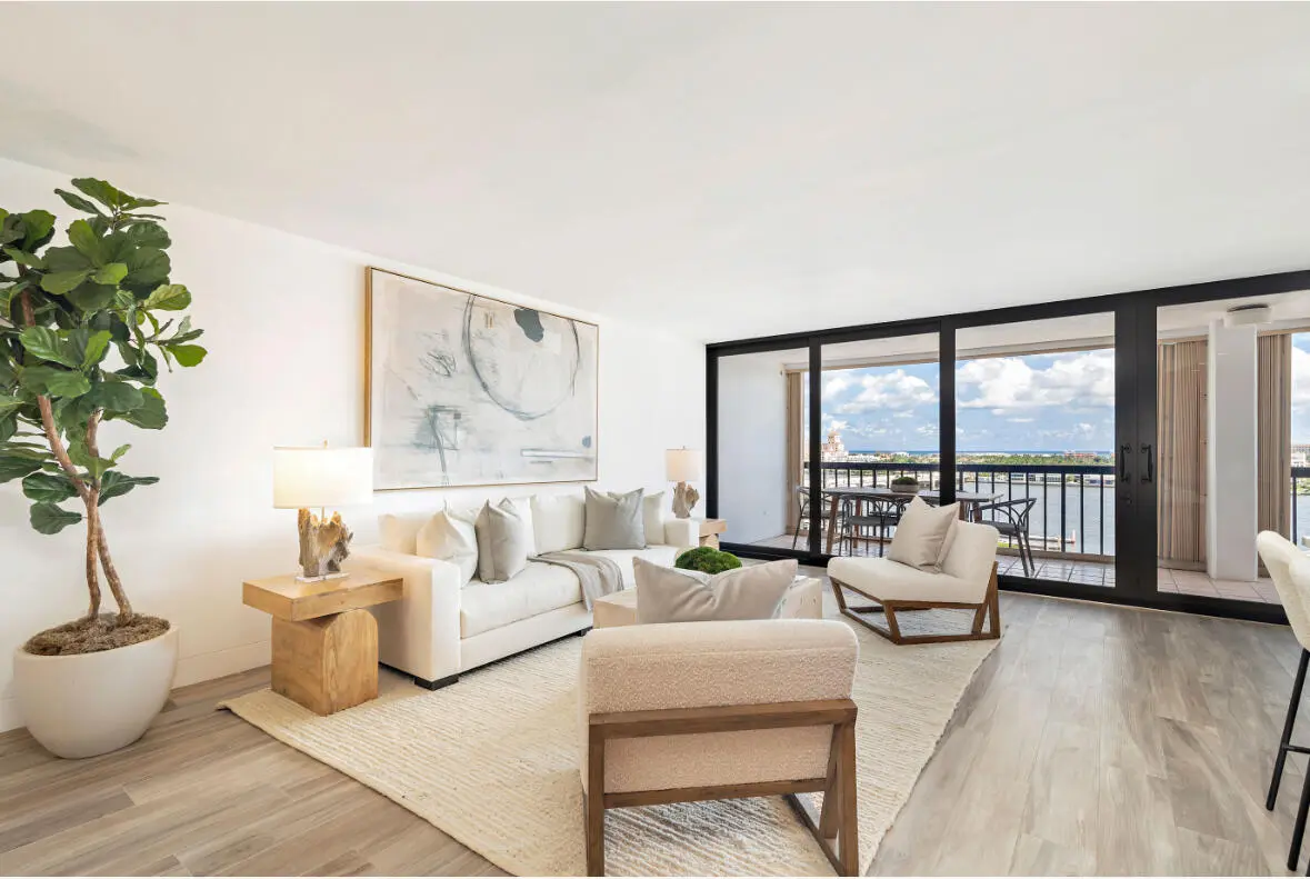 Living Area at 400 N Flagler Drive 1403, West Palm Beach