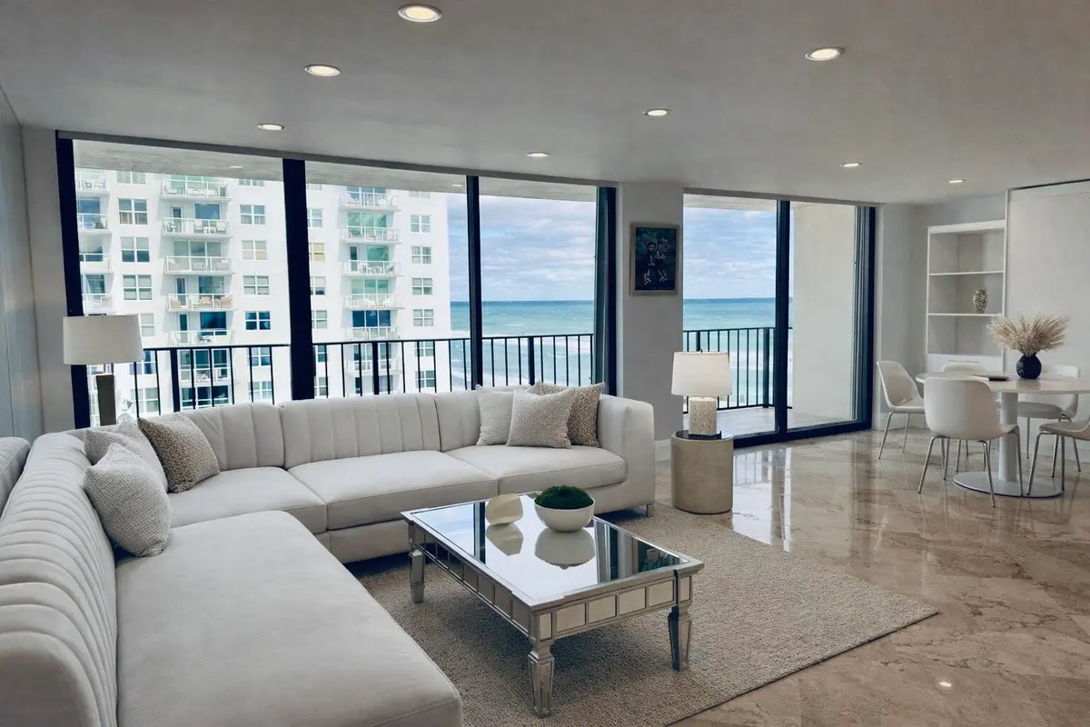 AI furnished Living Room at 3456 S Ocean Boulevard 504, Palm Beach