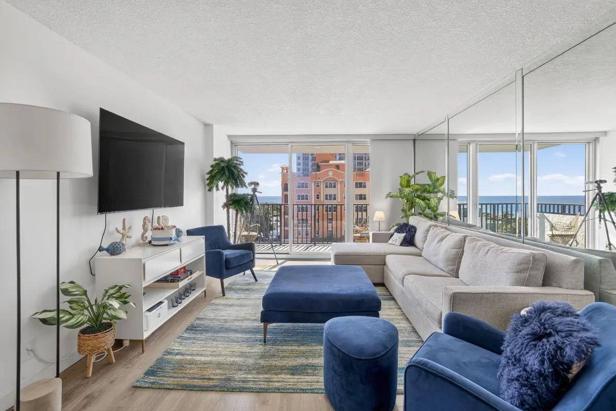 819- Living Room Full w View at 525 N Ocean Boulevard 819, Pompano Beach