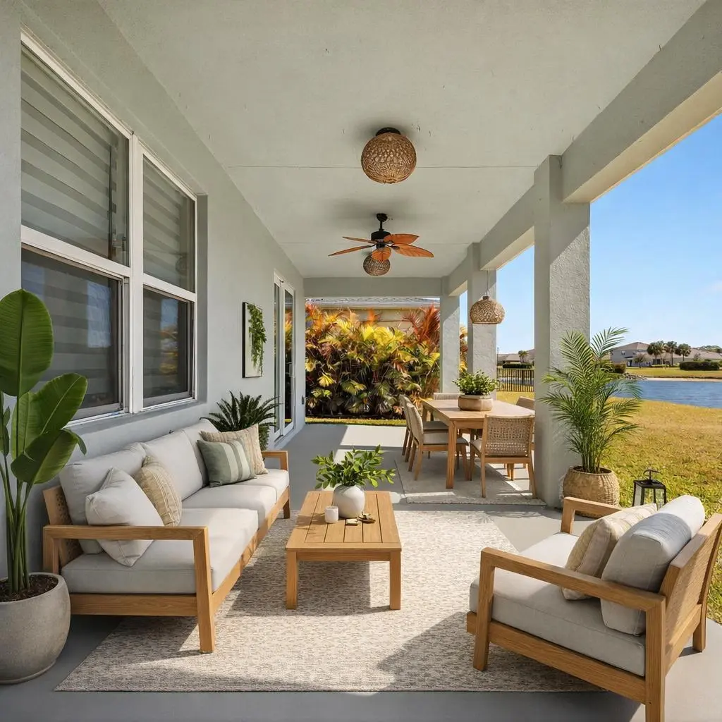 Outdoor Lanai - virtual stage at 10916 SW Robbia Way, Port St. Lucie