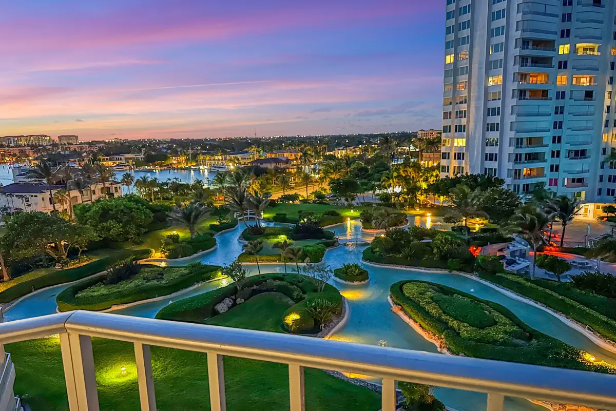Twilight View from Balcony at 550 S Ocean Boulevard 703, Boca Raton