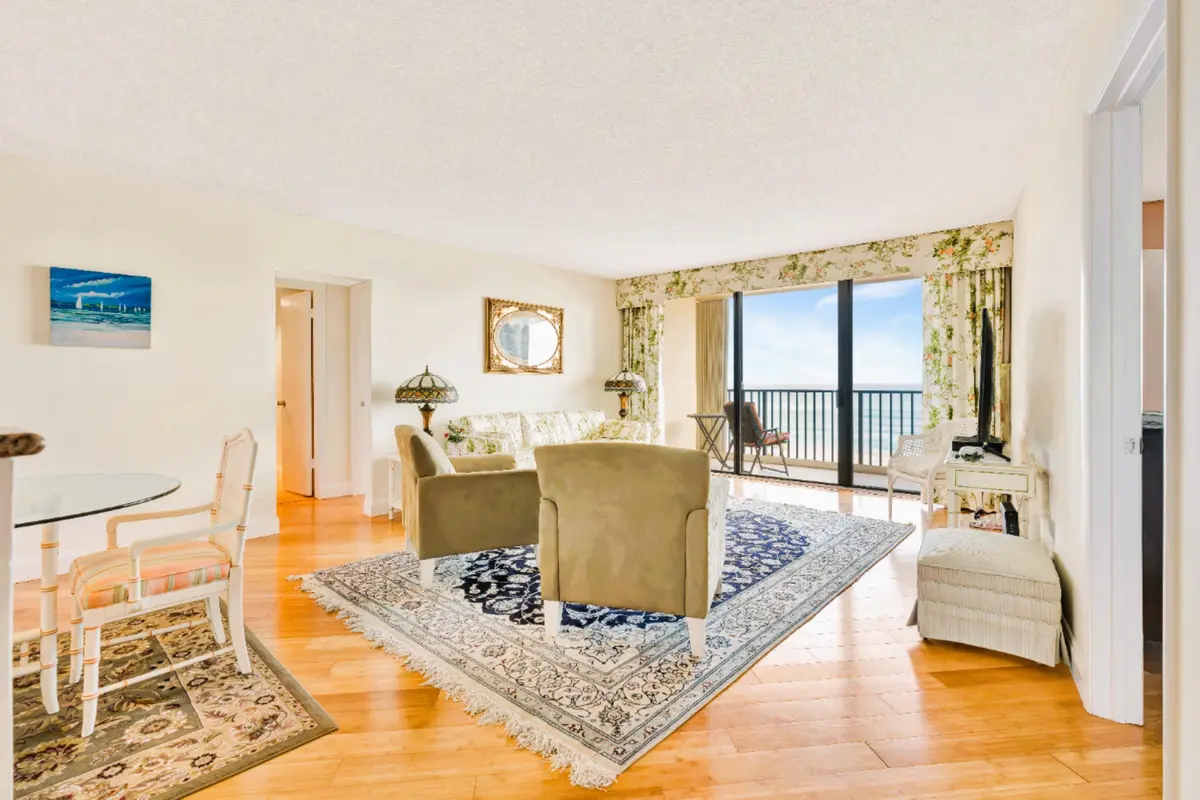 living room with ocean view at 300 Ocean Trail Way 1008, Jupiter