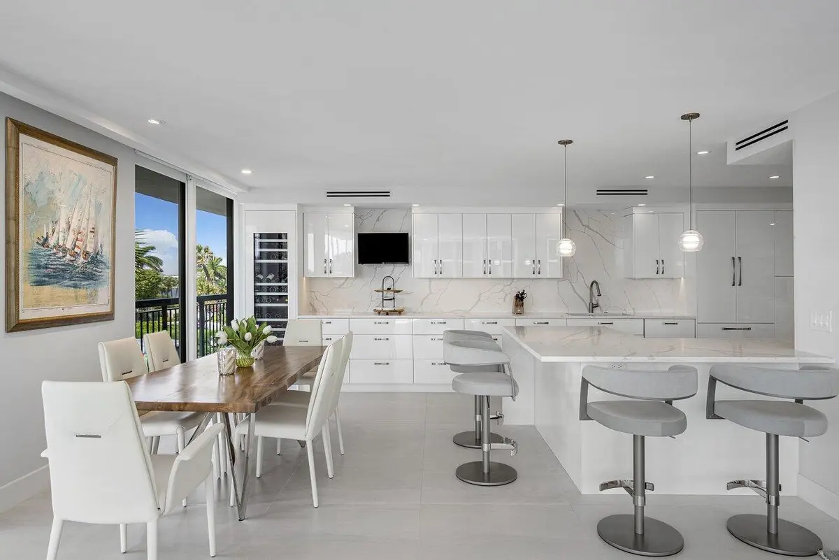 Dining Room & Kitchen at 3140 S Ocean Boulevard 201n, Palm Beach