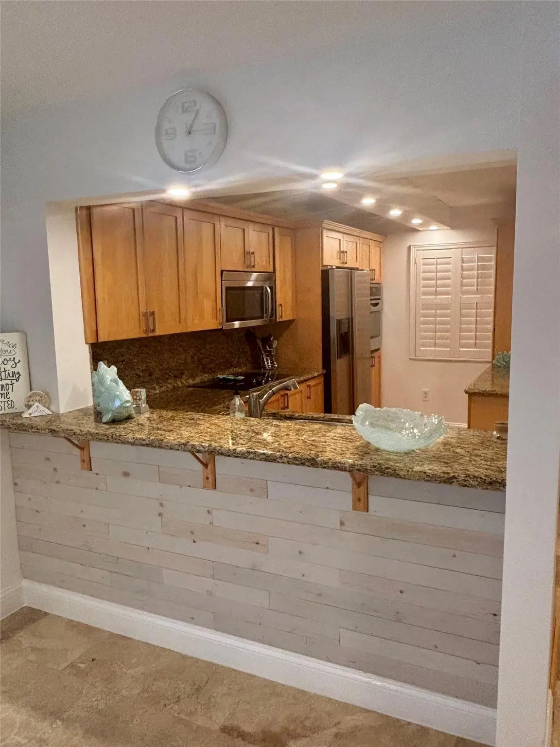 Counter with Shiplap Wall at 10980 S Ocean Drive 114, Jensen Beach